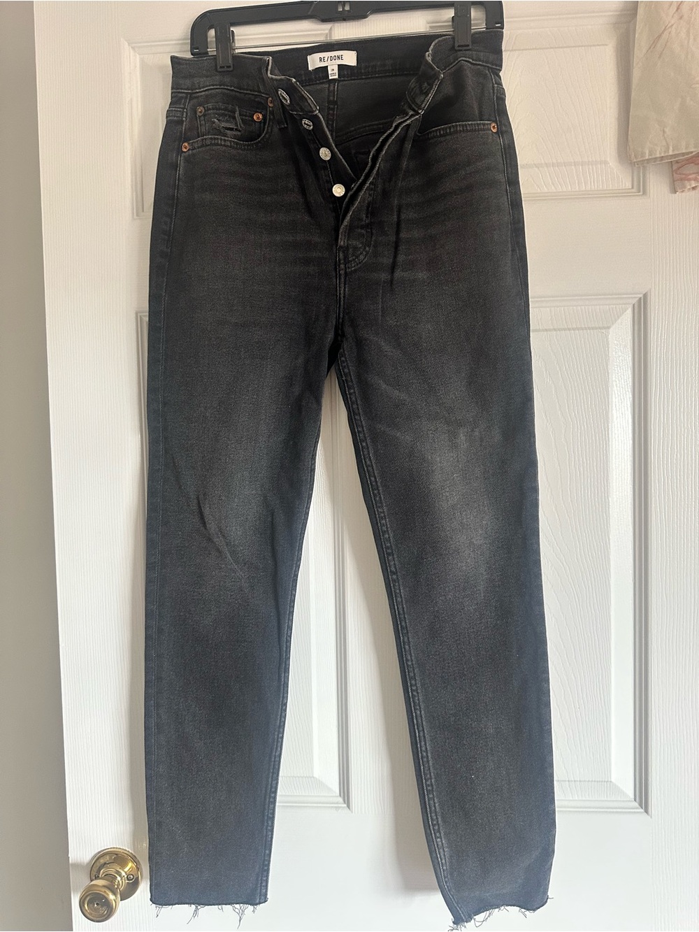 Re/Done Men's Faded Black Slim Straight Jeans
